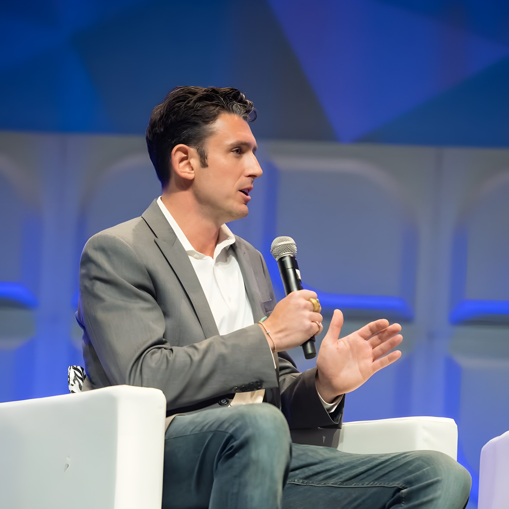 Brinkley Warren in a fireside conversation on stage.